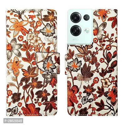 Dhar Flips Orange Pattern Flip Cover for Oppo Reno8 Pro 5G| Leather Finish|Shock Proof|Magnetic Clouser Compatible with Oppo Reno8 Pro 5G(Orange)