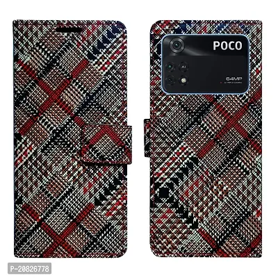 Dhar Flips Check Flip Cover Poco M4 Pro 4G| Leather Finish|Shock Proof|Magnetic Clouser Compatible with Poco M4 Pro 4G (Multicolor)