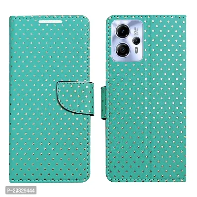 Dhar Flips Aquamarine Dot Flip Cover for Moto G13| Leather Finish|Shock Proof|Magnetic Clouser Compatible with Moto G13 (Green)