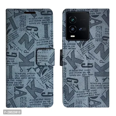 Dhar Flips Grey ATZ Flip Cover IQOO 9T 5G| Leather Finish|Shock Proof|Magnetic Clouser Compatible with IQOO 9T 5G (Grey)-thumb0