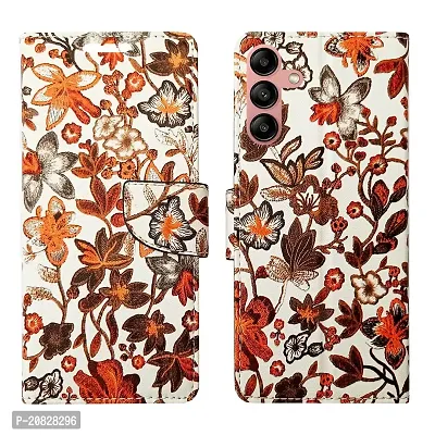 Dhar Flips Orange Pattern Flip Cover for Samsung A04s| Leather Finish|Shock Proof|Magnetic Clouser Compatible with Samsung A04s(Orange)