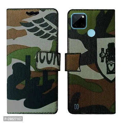 Dhar Flips Army Flip Cover Realme C21Y| Leather Finish|Shock Proof|Magnetic Clouser Compatible with Realme C21Y (Multicolor)