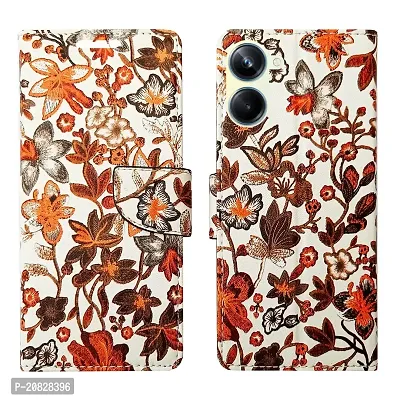 Dhar Flips Orange Pattern Flip Cover for Realme 10 4G| Leather Finish|Shock Proof|Magnetic Clouser Compatible with Realme 10 4G(Orange)