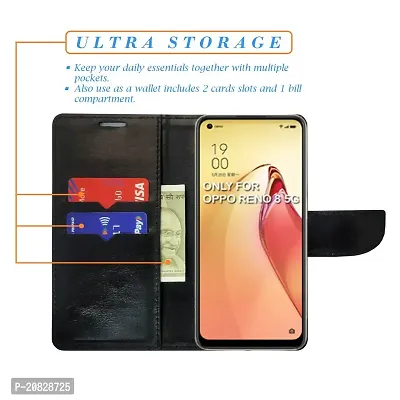 Dhar Flips Red Pattern Flip Cover for Oppo Reno8 5G(Leather Finish | Smooth Touch | Foldable Stand | Shock Proof | Magnetic Clouser | Wallets Cards Slots | Multicolor)-thumb3