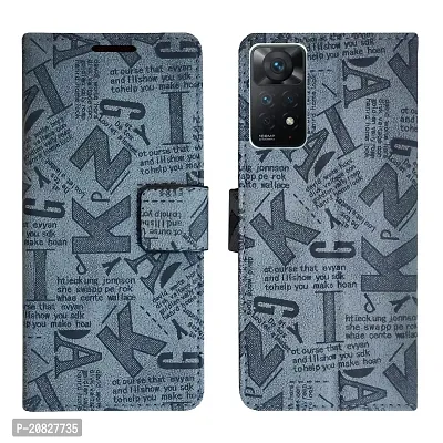 Dhar Flips Grey ATZ Flip Cover Redmi Note 11 Pro| Leather Finish|Shock Proof|Magnetic Clouser Compatible with Redmi Note 11 Pro (Grey)-thumb0