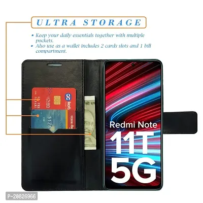 Dhar Flips Check Flip Cover Redmi Note 11T 5G| Leather Finish|Shock Proof|Magnetic Clouser Compatible with Redmi Note 11T 5G (Multicolor)-thumb3