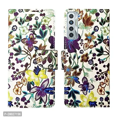 Dhar Flips Purple Pattern Flip Cover for Tecno Camon 17| Leather Finish|Shock Proof|Magnetic Clouser Compatible with Tecno Camon 17(Purple)