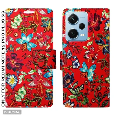 Dhar Flips Red Pattern Flip Cover for Redmi Note 12 Pro Plus 5G| Leather Finish|Shock Proof|Magnetic Clouser Compatible with Redmi Note 12 Pro Plus 5G(Red)-thumb0