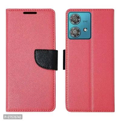 Dhar Flips Pink MRC Flip Cover Moto Edge 40 NEO | Leather Finish|Shock Proof|Magnetic Clouser Compatible with Moto Edge 40 NEO(Pink)