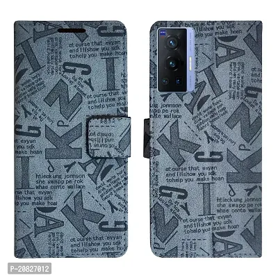 Dhar Flips Grey ATZ Flip Cover Vivo X70 Pro| Leather Finish|Shock Proof|Magnetic Clouser Compatible with Vivo X70 Pro (Grey)-thumb0