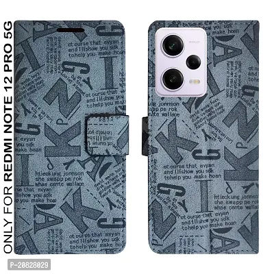 Dhar Flips Grey ATZ Flip Cover Redmi Note 12 5G| Leather Finish|Shock Proof|Magnetic Clouser Compatible with Redmi Note 12 5G (Grey)