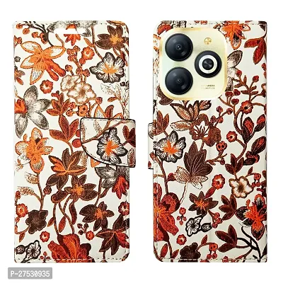 Dhar Flips Orange Pattern Flip Cover Infinix Smart 8 HD | Leather Finish|Shock Proof|Magnetic Clouser Compatible with Infinix Smart 8 HD(Orange)