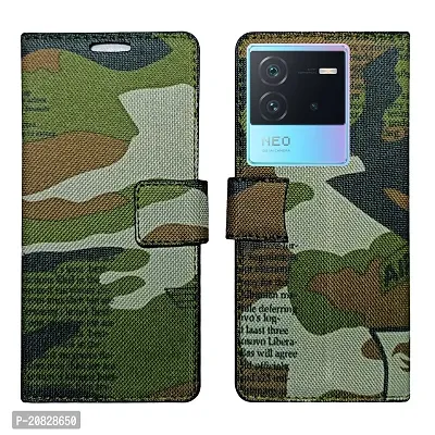 Dhar Flips Army Flip Cover IQOO Neo 6 5G| Leather Finish|Shock Proof|Magnetic Clouser Compatible with IQOO Neo 6 5G (Multicolor)