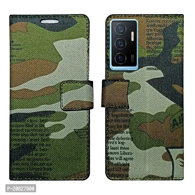 Dhar Flips Army Flip Cover Vivo Y75 4G| Leather Finish|Shock Proof|Magnetic Clouser Compatible with Vivo Y75 4G (Multicolor)-thumb0