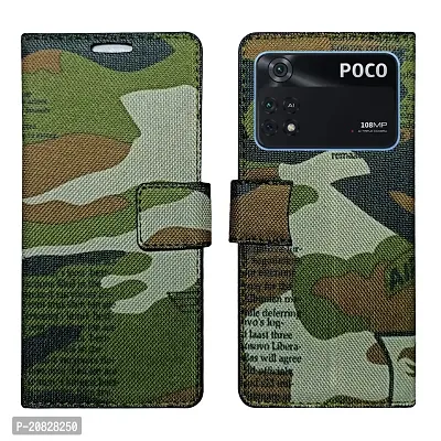 Dhar Flips Army Flip Cover Poco X4 Pro 5G| Leather Finish|Shock Proof|Magnetic Clouser Compatible with Poco X4 Pro 5G (Multicolor)