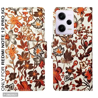 Dhar Flips Orange Pattern Flip Cover for Redmi Note 12 Pro 5G| Leather Finish|Shock Proof|Magnetic Clouser Compatible with Redmi Note 12 Pro 5G(Orange)