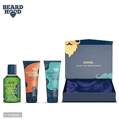 Beardhood Complete Face Care Kit (Tan Removal Scrub, Peel Off Mask, Green Tea Face Wash), Gift Box Pack Of 3-thumb4