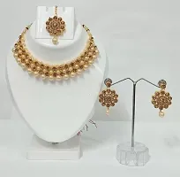 Shimmering Golden Brass Jewellery Set For Women-thumb2