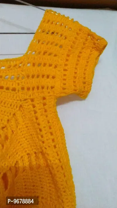 Deecrochet Handmade Crocheted Butterfly Neck Crop Top - for Woman - Medium Size - Mango Color-thumb3