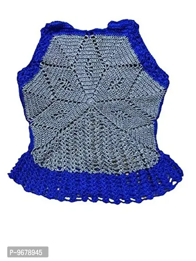 Deecrochet Acrylic Woolen Mermaid Style Pullover Top for Woman (Grey and Blue, Extra Large)
