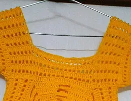 Deecrochet Handmade Crocheted Butterfly Neck Crop Top - for Woman - Medium Size - Mango Color-thumb4