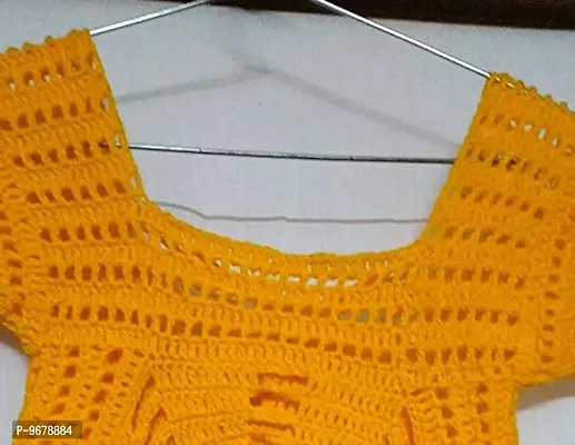 Deecrochet Handmade Crocheted Butterfly Neck Crop Top - for Woman - Medium Size - Mango Color-thumb5