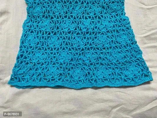 Deecrochet Women's Handmade Crocheted Woollen Slim Size Top (SK083, Sky Blue, Medium)-thumb5