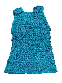 Deecrochet Women's Handmade Crocheted Woollen Slim Size Top (SK083, Sky Blue, Medium)-thumb1