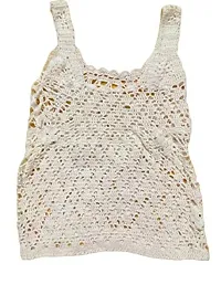 Deecrochet Woman's Woolen Top in Freehand Pattern (Off White, Small)-thumb1