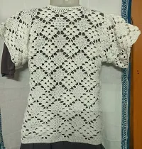 Deecrochet Woolen Pullover Top for Woman (White, Medium)-thumb2