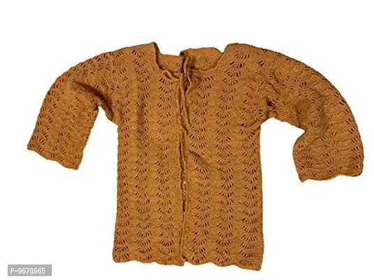 Women's Woollen Deecrochet Handmade Crocheted Cardigan Jacket (SK008, Light Brown, XXX Large)