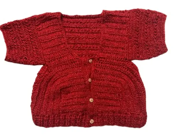 Deecrochet Woman Crochet Woolen Katori Blouse - Small, Red, Size 26