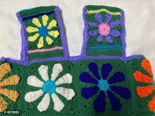 Deecrochet Crocheted Woolen Daisy Flower 3D Crop Top for Woman - Size 36, Multicolor-thumb5