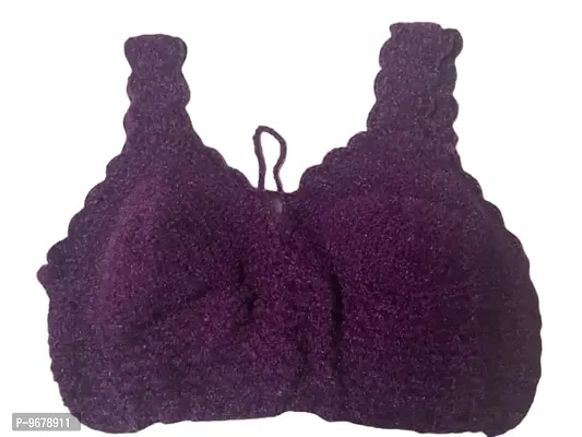 Deecrochet Crochet Woolen Trendy Sleeveless Blouse for Woman (Purple, 36 inches)