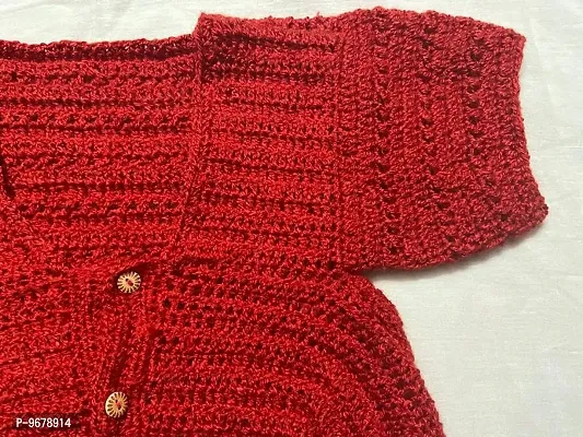 Deecrochet Woman Crochet Woolen Katori Blouse - Small, Red, Size 26-thumb5