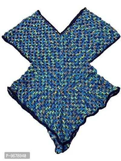 Deecrochet Handmade Acrylic Woolen Top for Woman (Shaded Blue, Small)