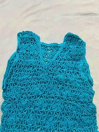 Deecrochet Women's Handmade Crocheted Woollen Slim Size Top (SK083, Sky Blue, Medium)-thumb3