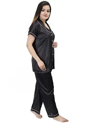 Ansh Collection Women's Satin 2 Pcs Night Suit Set (1 Shirt, 1 Pyjama)-; [Satin-3-Ns]-thumb1