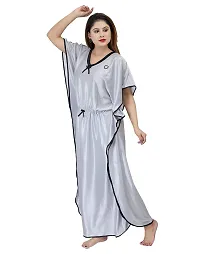 ANSH COLLECTION Women's Satin Solid Kaftan Maxi Nighty; [Satin-Kaptan-]-thumb1