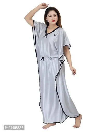 ANSH COLLECTION Women's Satin Solid Kaftan Maxi Nighty; [Satin-Kaptan-]-thumb2