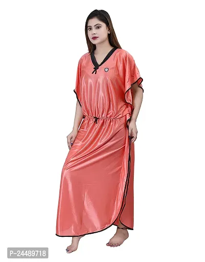 ANSH COLLECTION Women's Satin Solid Kaftan Maxi Nighty; [Satin-Kaptan-]-thumb4