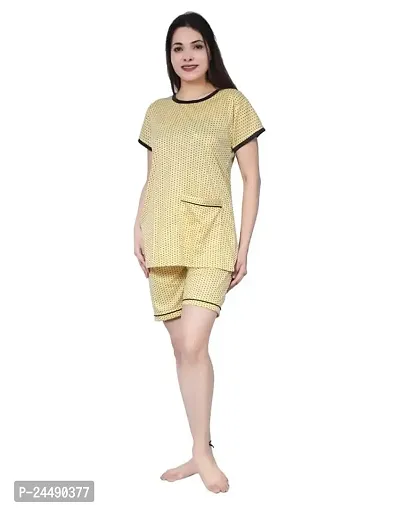 Ansh Collection Women's Hosiery Cotton 2 Pcs Night Suit Set (1 Top, 1 Shorts); [Hosiery-1- Short-]-thumb0