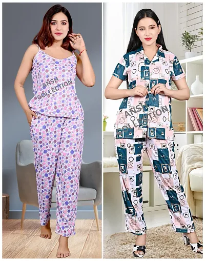 New Launch Printed Night Suit For Women Combo 2