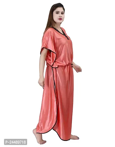 ANSH COLLECTION Women's Satin Solid Kaftan Maxi Nighty; [Satin-Kaptan-]-thumb2