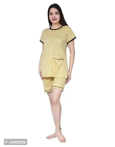 Ansh Collection Women's Hosiery Cotton 2 Pcs Night Suit Set (1 Top, 1 Shorts); [Hosiery-3- Short-]-thumb0