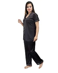 ANSH COLLECTION Women's Satin 2 Pcs Night Suit Set (1 Shirt, 1 Pyjama)-; [Satin-Ns]-thumb2