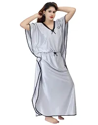 ANSH COLLECTION Women's Satin Solid Kaftan Maxi Nighty; [Satin-Kaptan-]-thumb2