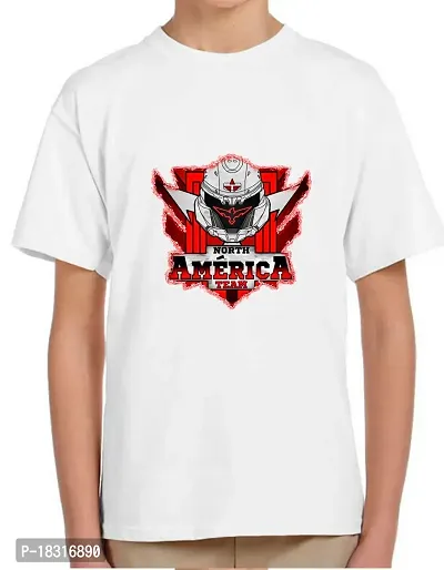 RK Sales-North America Team Printed Regular Fit Tshirts for Kids, Boys and Girls (Color-White, Size- 9-10 Years)