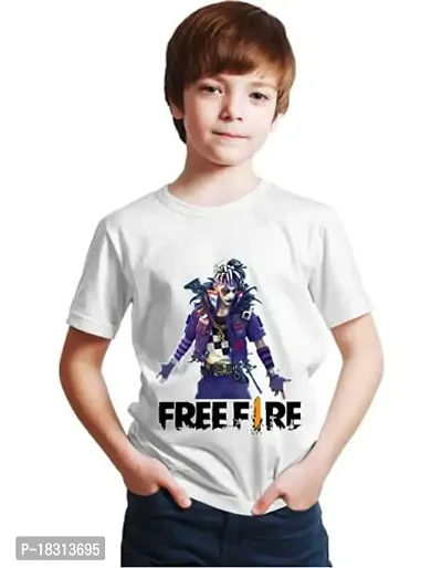 RK Round Neck Half Sleeve Pro Character Free-Fire Printed T-Shirts for Kids, Boys and Girls