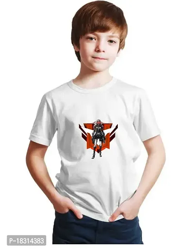 BBF Customized Designed Printed Round Neck Half Sleeve Red Bird Printed T-Shirts for Kids, Boys and Girls (8-9 Years, White)